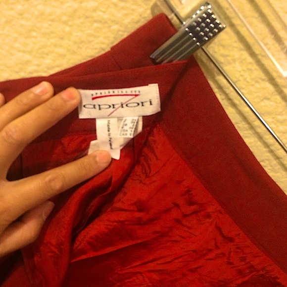 Vintage Apriori Sette Silk Red Pencil Skirt Size 4 - Picture 4 of 6